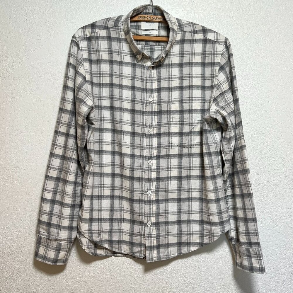 Billy Reid Gray Plaid Casual Button Down Shirt
